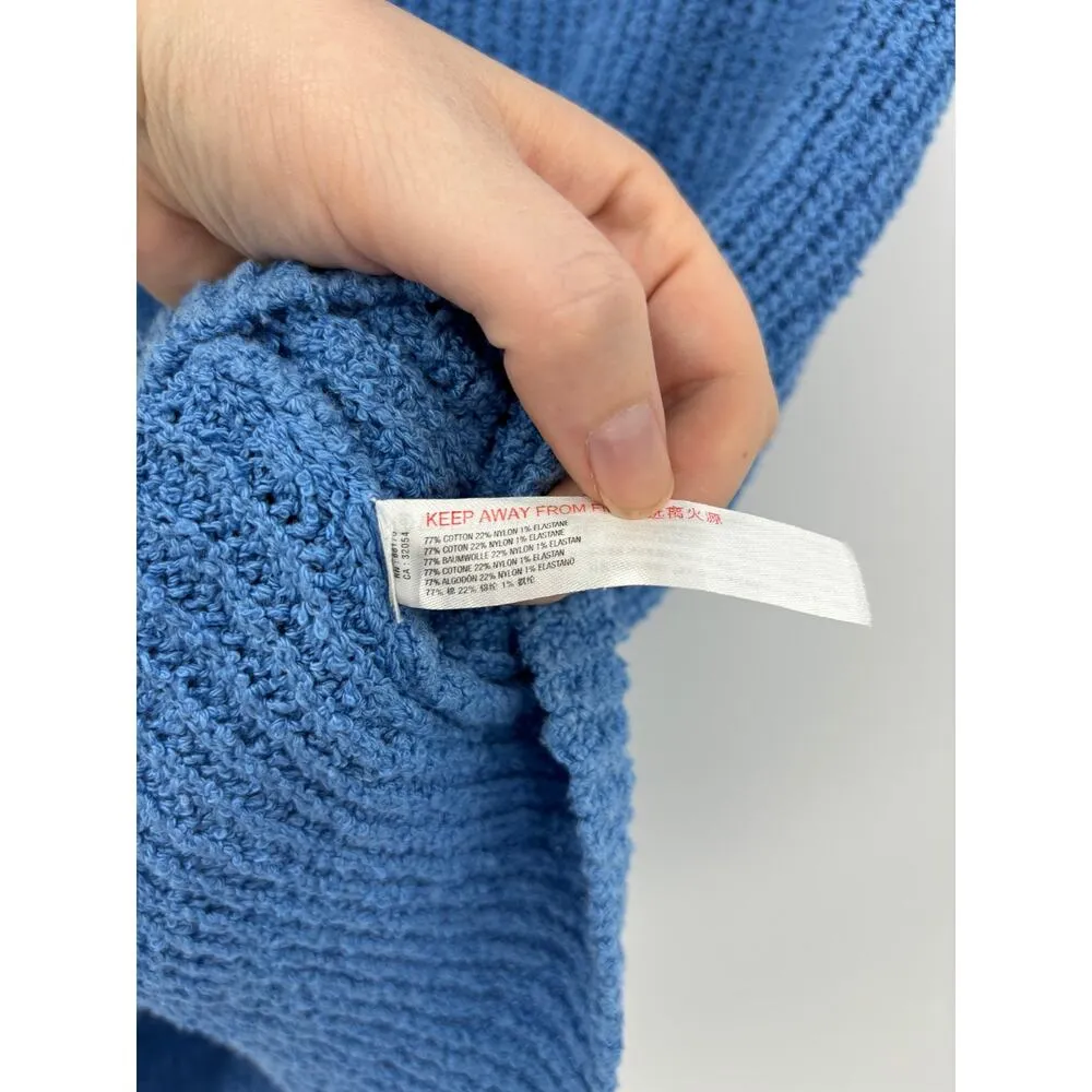 Free People Sweater Womens Medium Turtleneck Sleeveless Blue Rib Knit FP Beach - Image 5