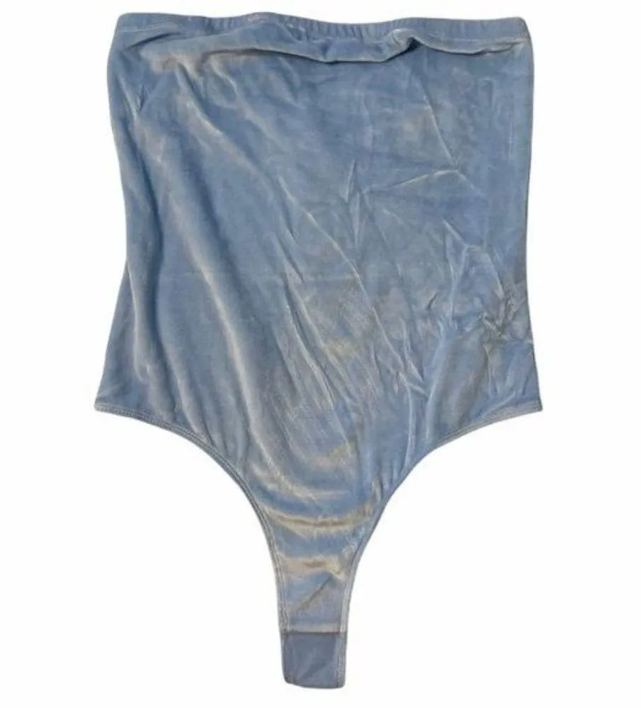 NEW American Apparel Light Blue Velvet Bodysuit - Image 3