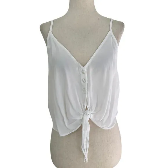 Olivaceous White Tie Front Spaghetti Strap Crop Top Women's Size Large | 22-8 - Image 2