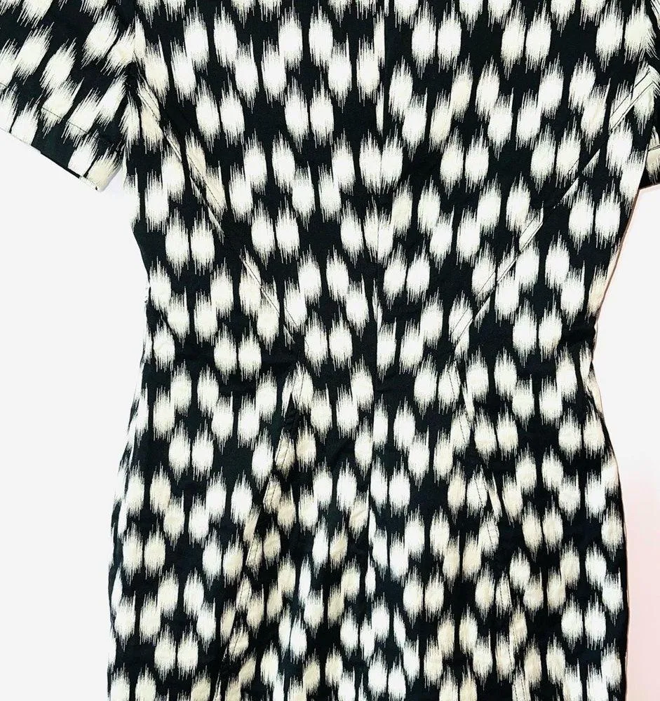 Yigal Azrouel Black & Cream Printed Leather Sheath Bodycon Dress Size 2 - Image 9