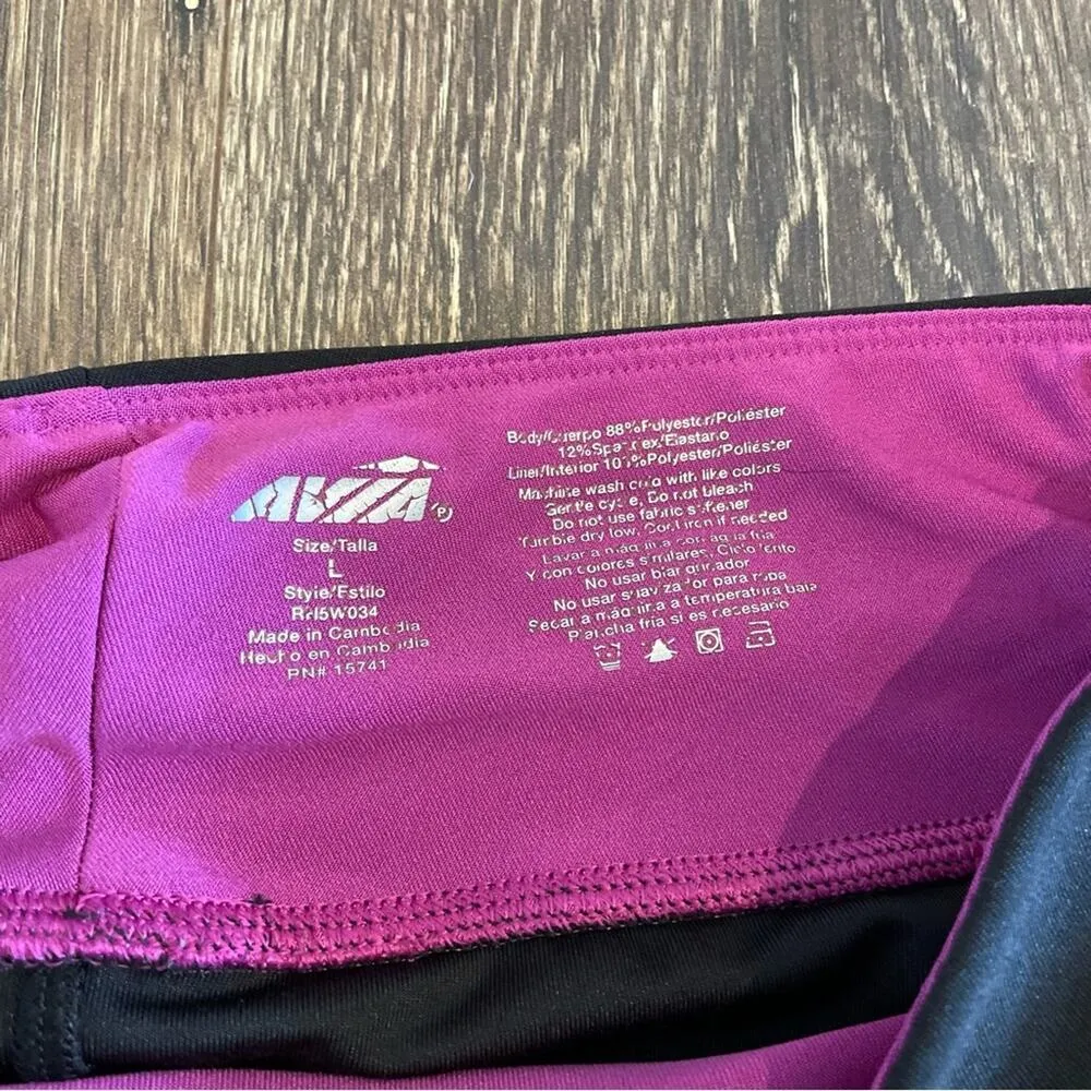 AVIA Black & Bright Purple Cropped Workout Leggings Size L - Image 5