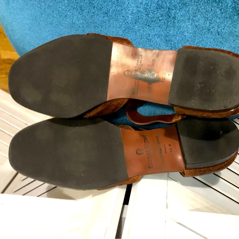 Etienne Aigner  Italian fisherman genuine leather close toe heeled sandals sz 10 - Image 8