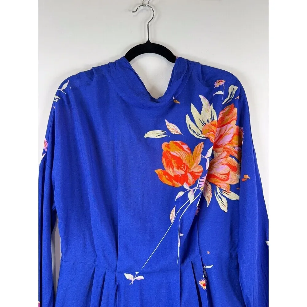 Free People Womens Dress Blue Gemma Tunic Mini Floral A Line Long Sleeve Small - Image 8