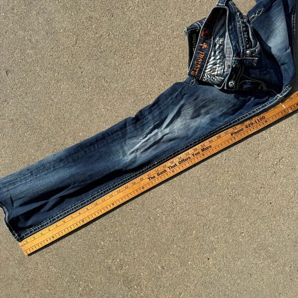 Rock Revival Elaina Boot Cut Bling Embroidered Flap Pocket Jeans Size 28x34 - Image 14