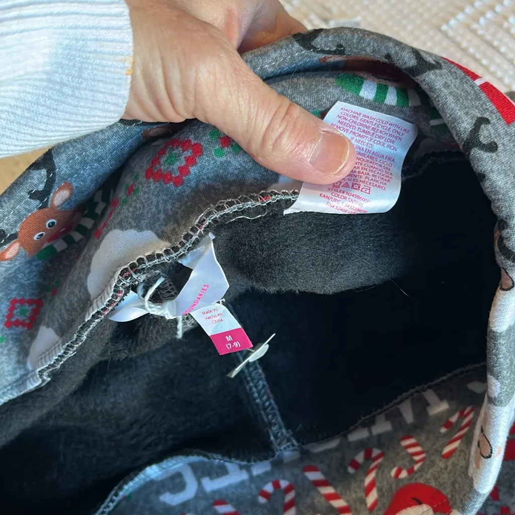 Christmas Gray Multicolor Leggings Santa Reindeer Candy Cane Comfy Loungewear M - Image 8