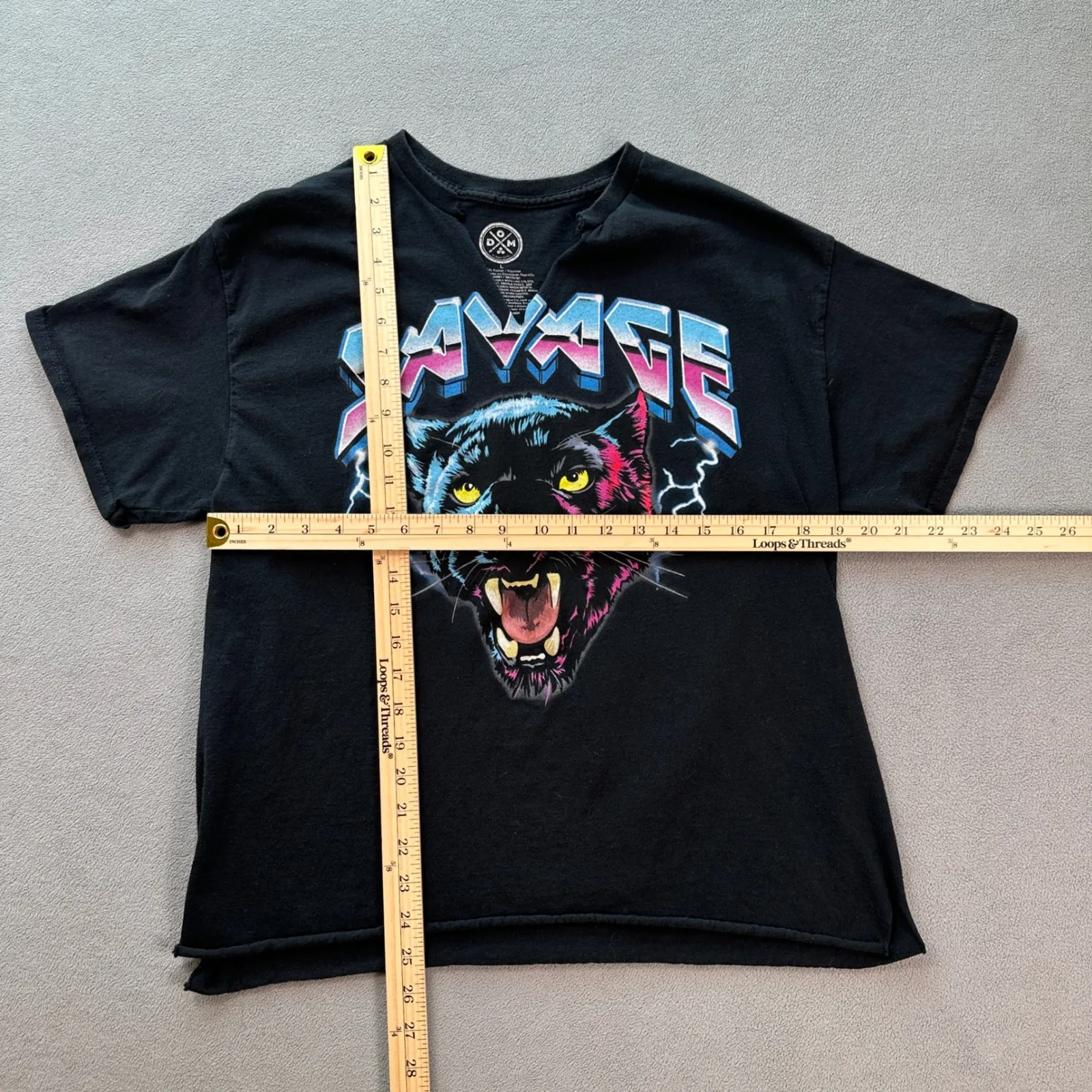 DOM Savage Panther T Shirt Womens L Black Neon Lightning Cotton Short Sleeve Size L - Image 2