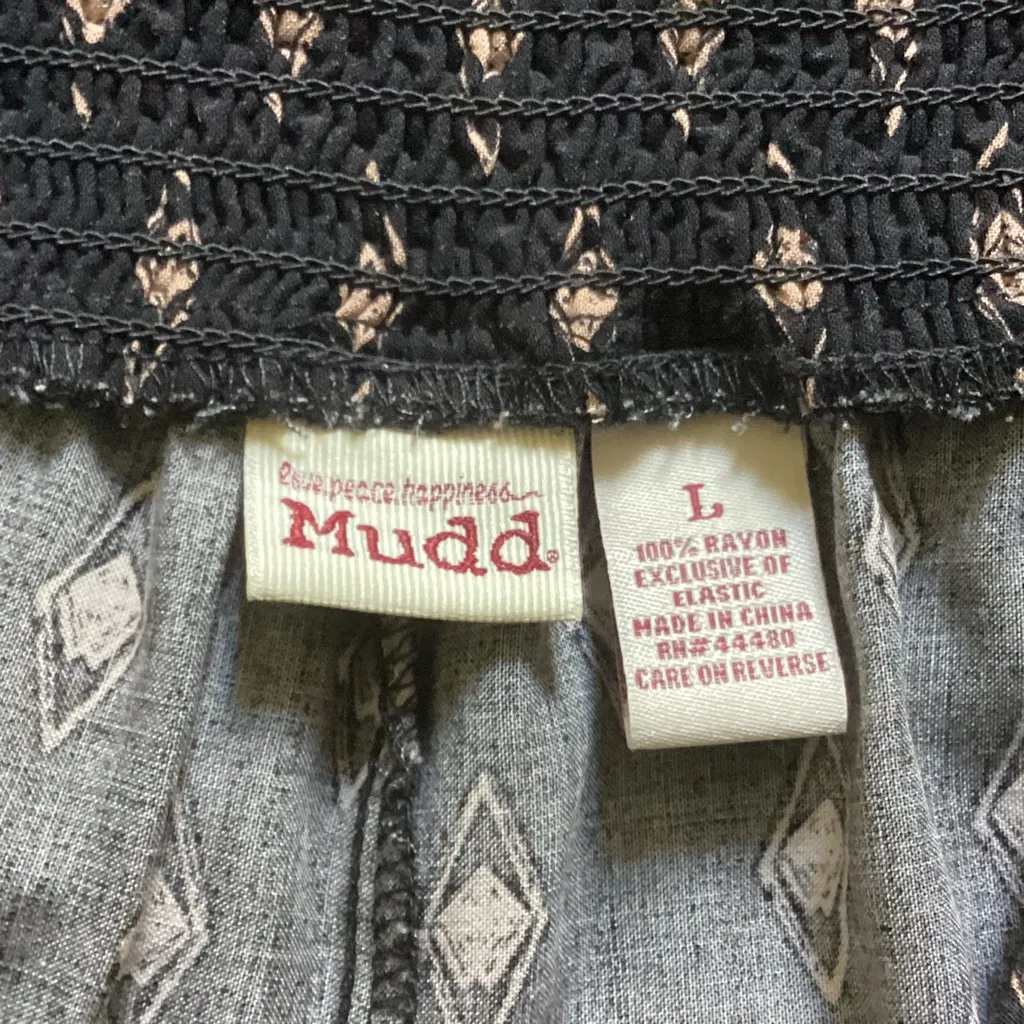 BOHO MUDD WIDE LEG FESTIVAL HIPPIE STYLE PANTS JUNIOR SIZE LG TRIBAL PRINT - Image 9