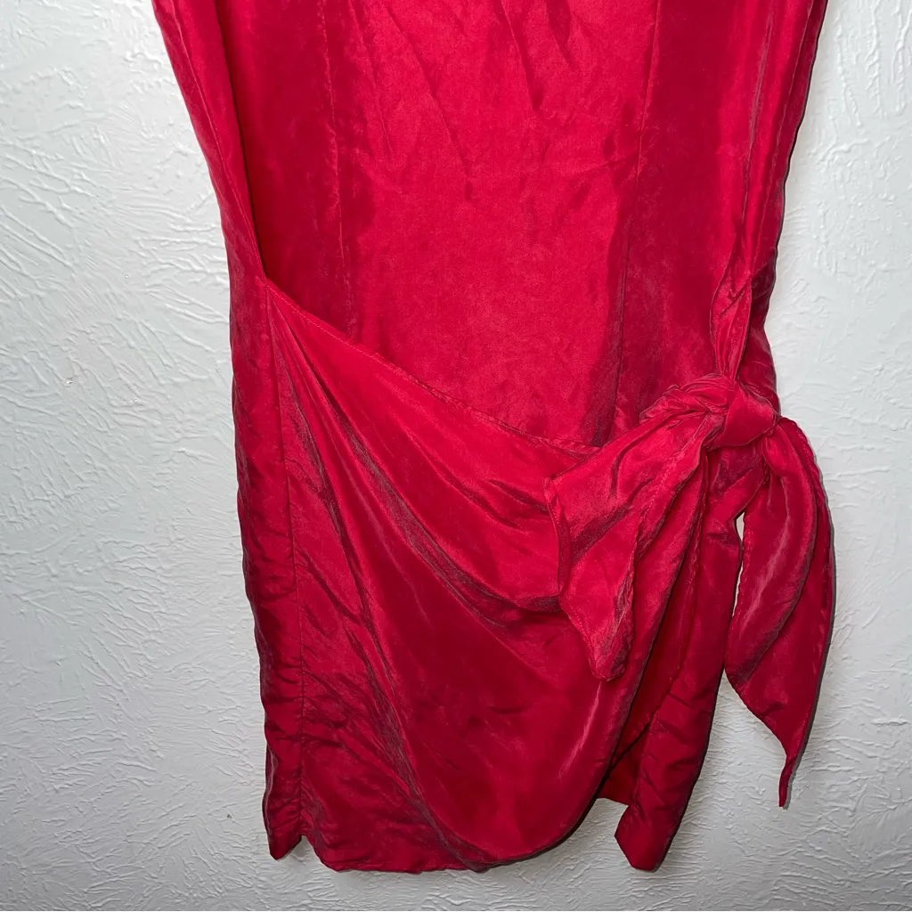 Vintage Forenza 100% Silk Red Dress | Classic 90s Cocktail Party‎ Look - Image 4