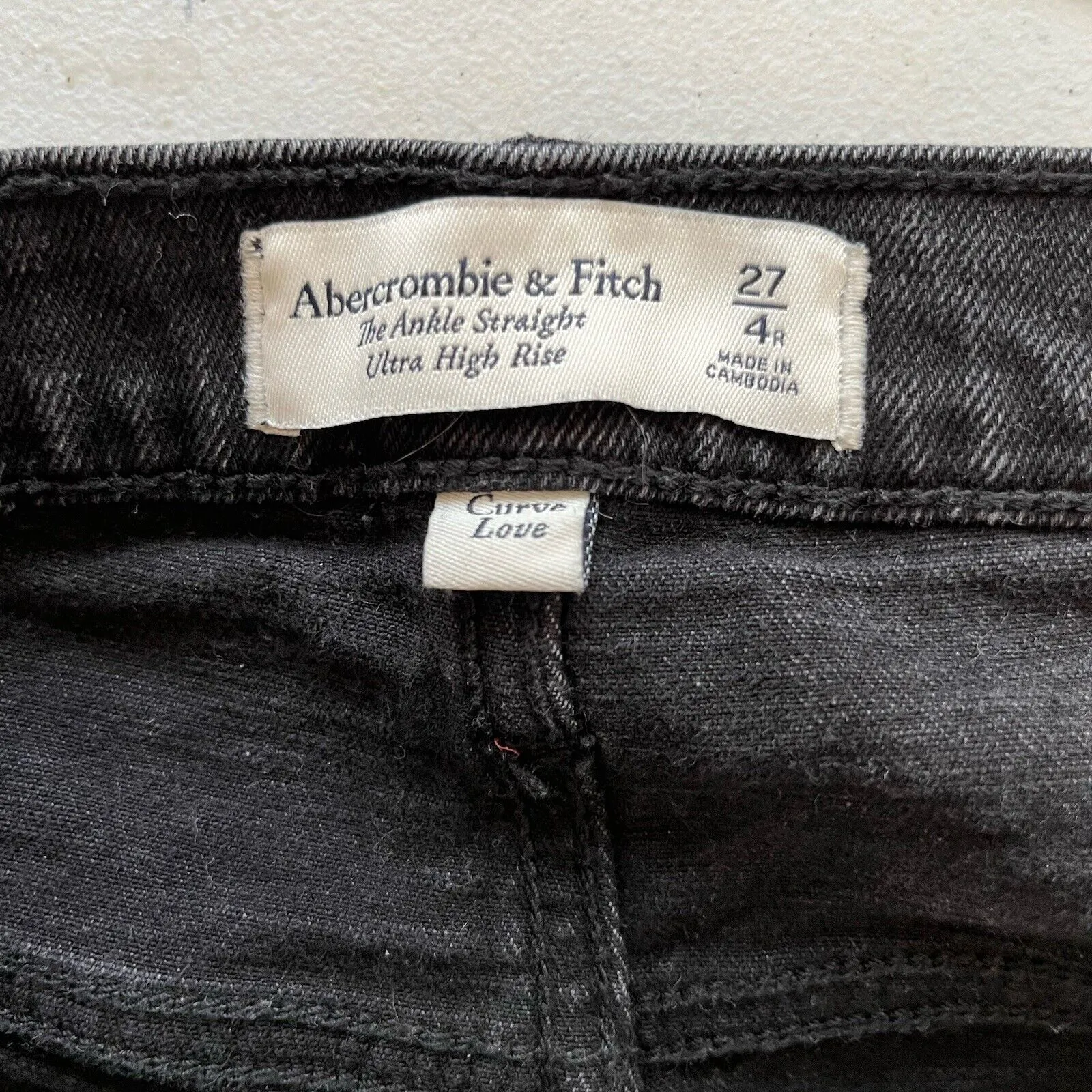 Abercrombie & Fitch Ankle‎ Straight Ultra High Rise Curve Love Jeans 27/4 Black - Image 4