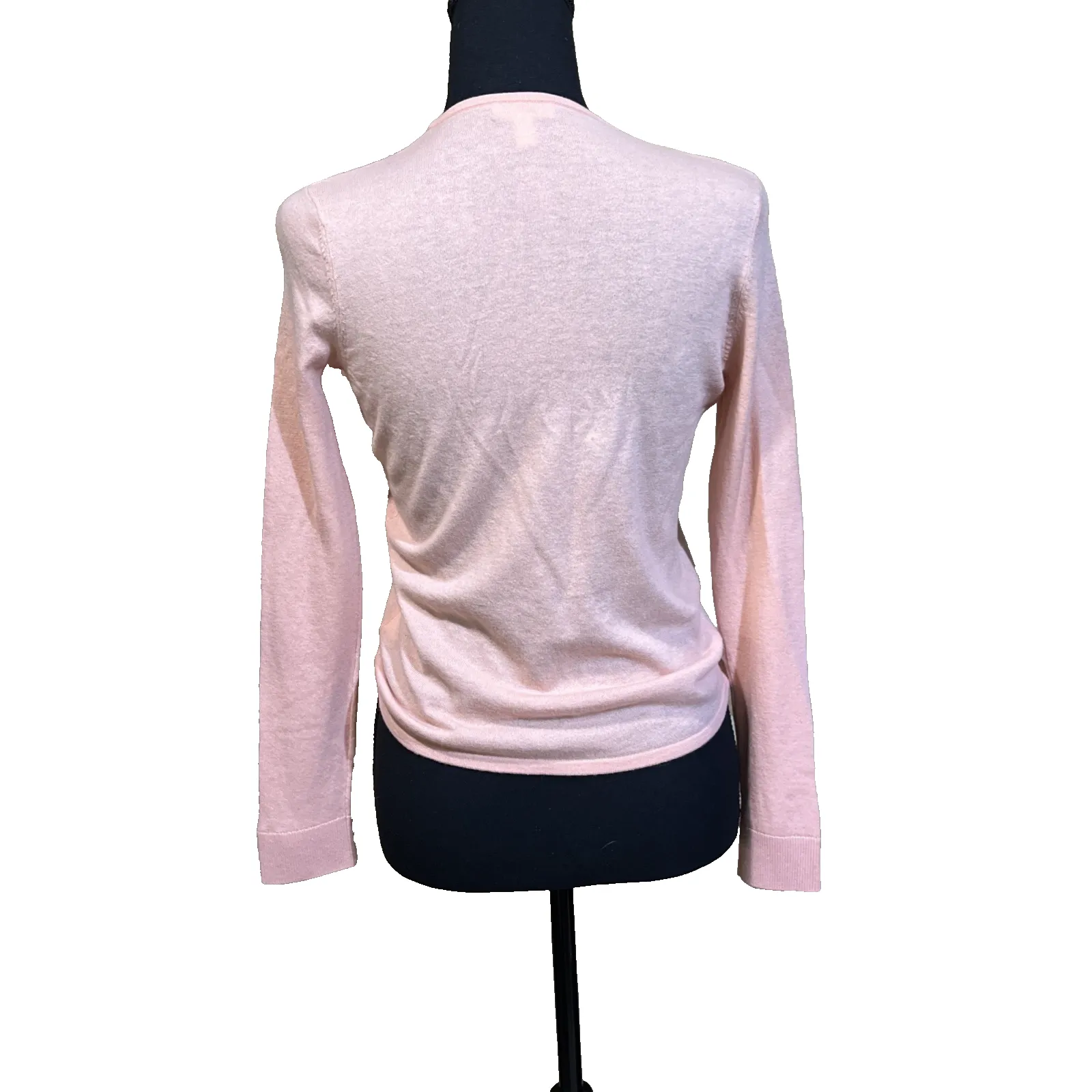 Garnet Hill Cashmere Tie-front Wrap Cardigan Peach Size XS Parisian Capsule - Image 2