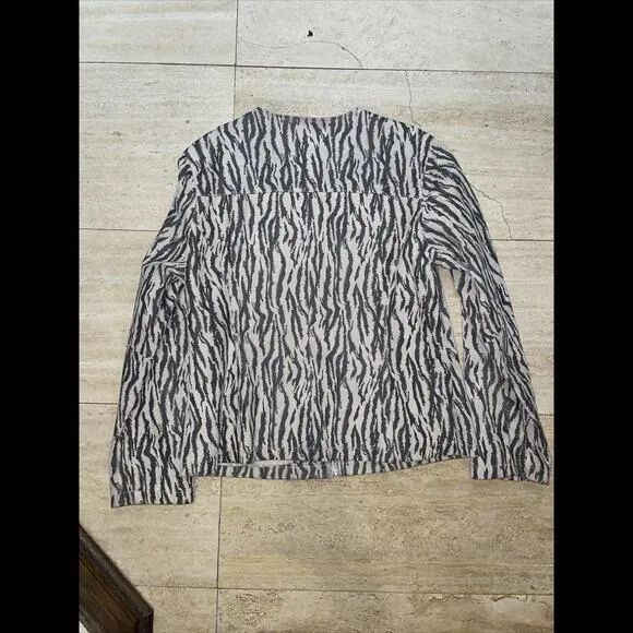 MARK‎ ALAN WOMANS Zebra PRINT LEATHER JACKET FITTED Size Large - Image 4