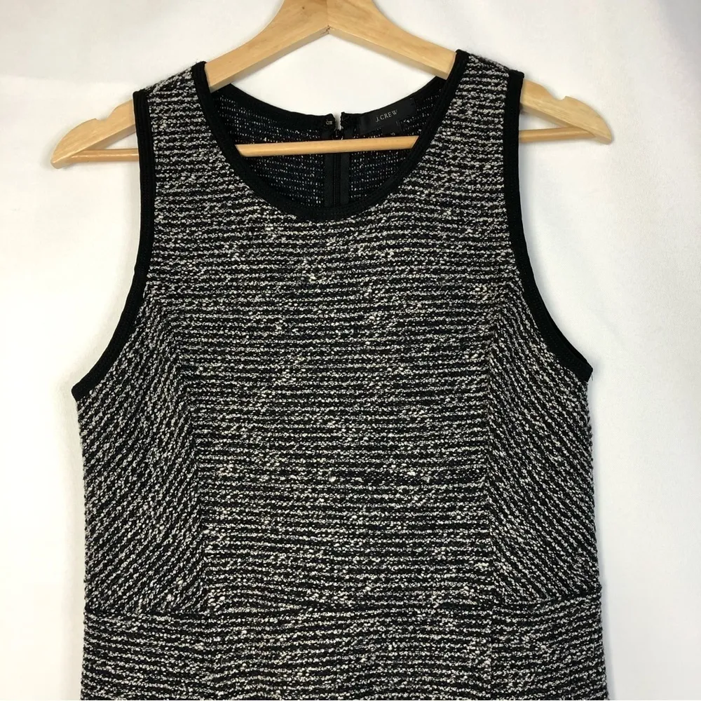 J. Crew Black & White Tweed Flared Mini Dress 10 - Image 3