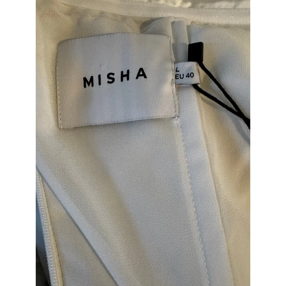 NWT MISHA Bianca Off Shoulder Long Sleeve Gown in Antique Ivory Size Large White - Image 8