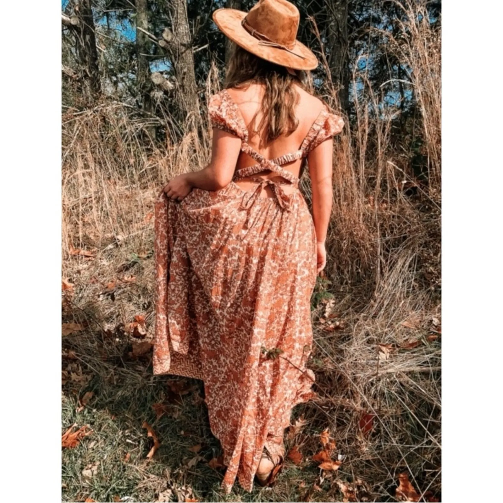 Free People Ultraviolet Maxi Dress Small Prairie Dainty Cottage Bohemian Fall - Image 9