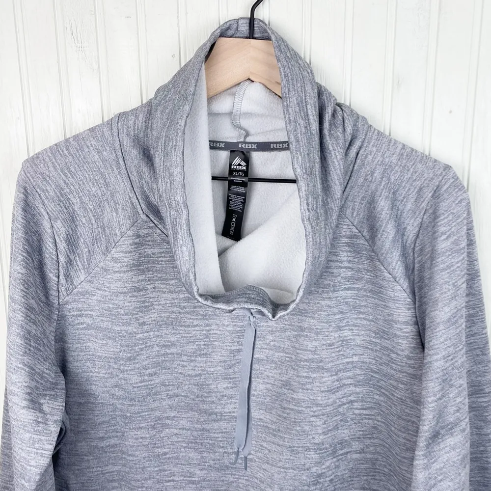 RBX Heathered Grey Polyester Fleece Lined Cowl Neck Hoodie Pullover Size XL - Image 3
