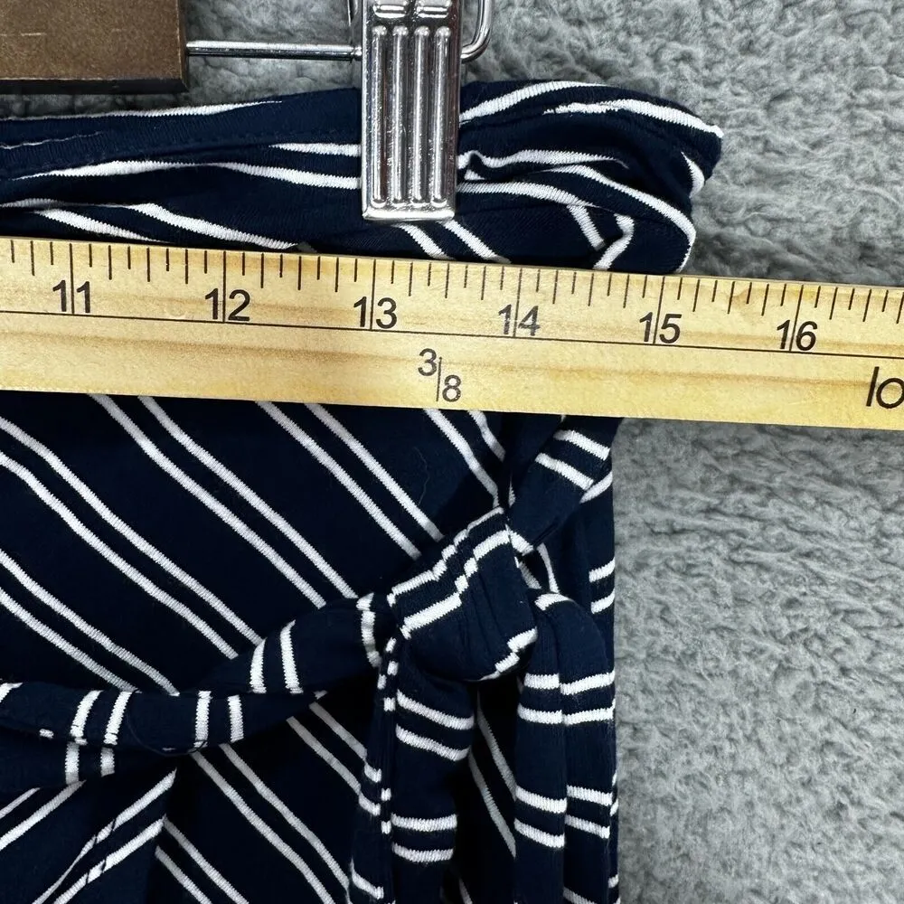 Adrienne Vittadini Skirt Womens Large Blue Striped Tie Wrap Nautical Preppy Boho - Image 2