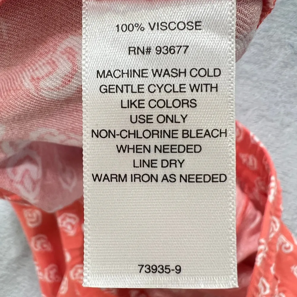 Liz Claiborne Coral Foulard Print Drawstring Crop Pants Lounge Casual Large Boho - Image 5