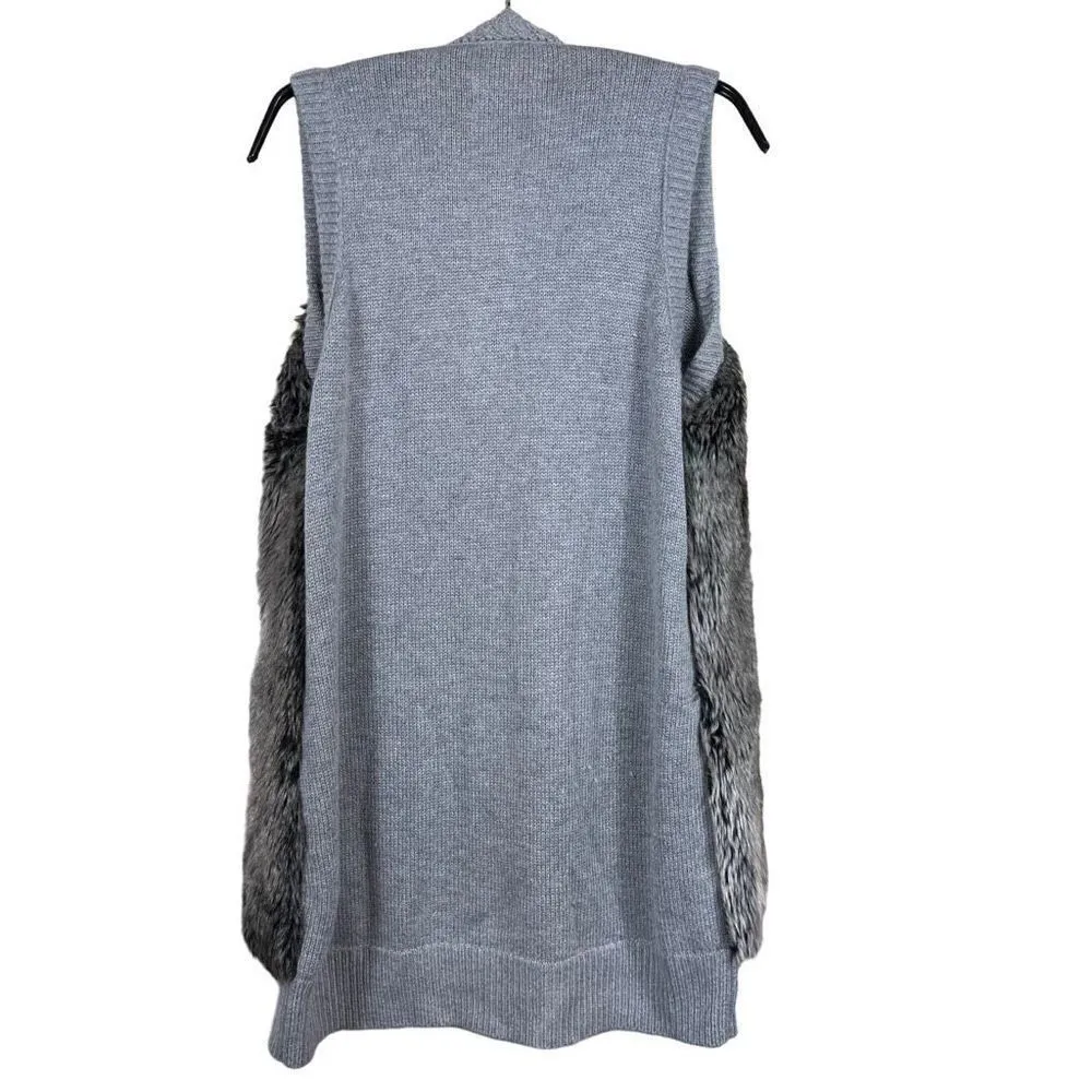 Women’s ￼Johnston & Murphy Angora Wool Blend Faux Fur Vest with Grey Knit - Image 4