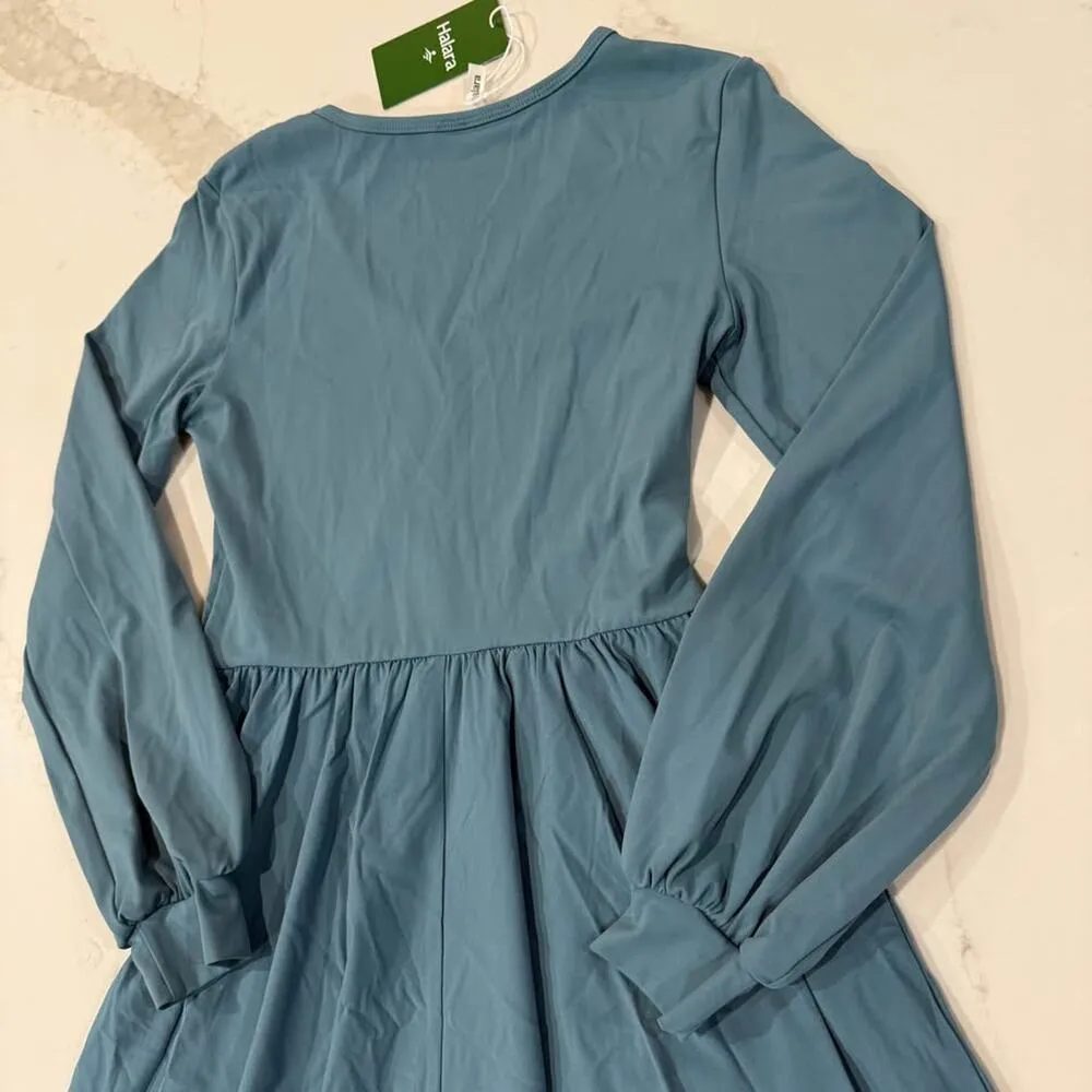 Halara NWT Breezeful V Neck Bishop Long Sleeve Flare Midi Dress Women's Small - Image 6