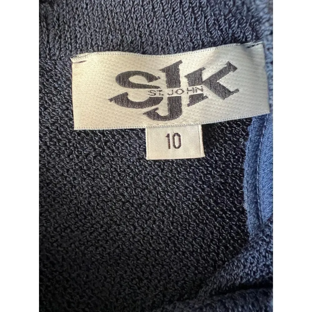 ST. JOHN WOMENS NAVY ORANGE AND GOLD SHORT SLEEVE SWEATER SIZE 10 - Image 6