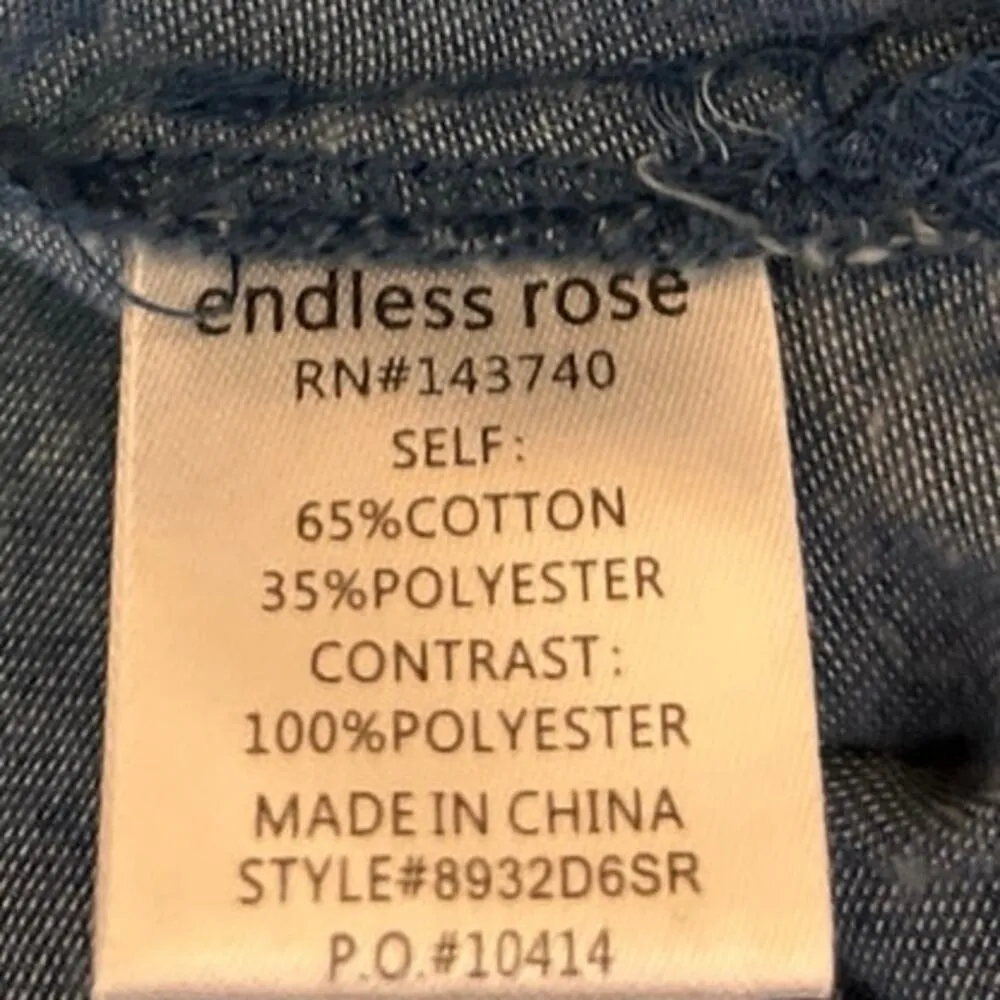 Revolve Endless Rose Blue Lace Embroidered Long Sleeve Kimono Denim Shift Dress - Image 7