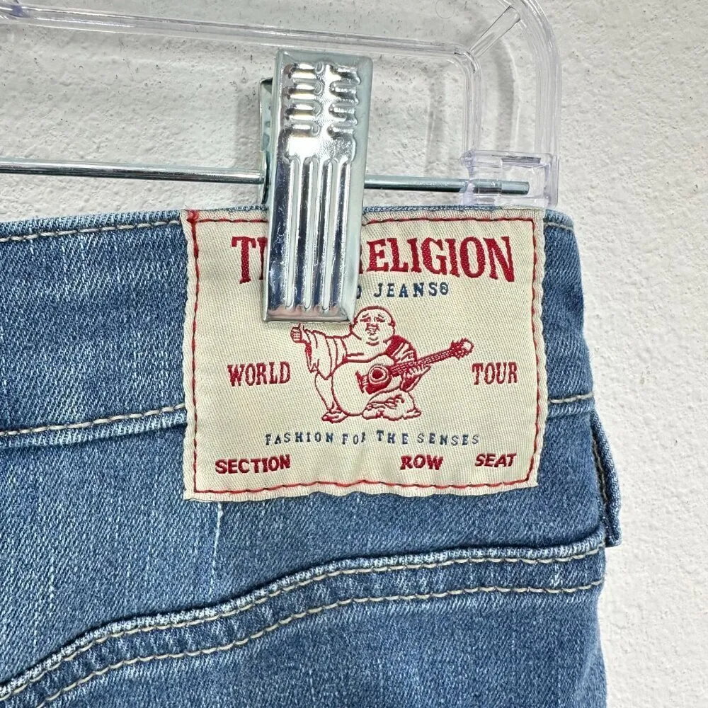 True Religion Maisie Frayed Hem Shorts Medium‎ Wash High Rise Women's Size 27 - Image 3