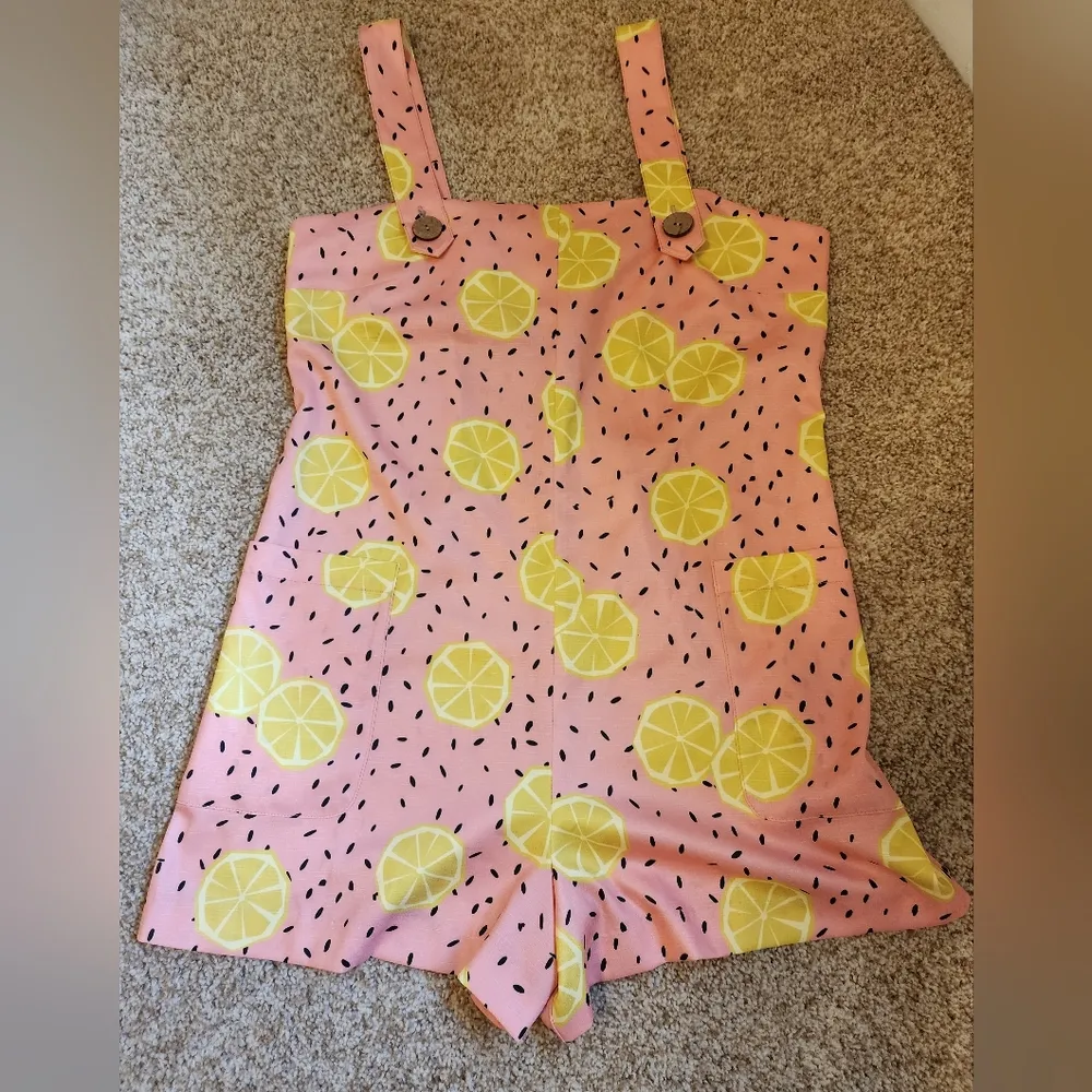 NWOT Anthropologie Hutch Lemon Shorts Overalls Romper - Image 3