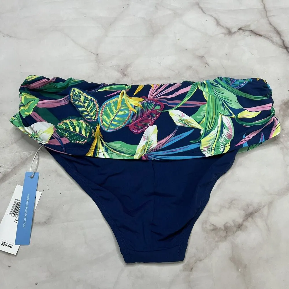 Bleu by Rod Beattie Sarong Hipster Bikini Bottoms Size 10 Blue Jungle Floral New - Image 5