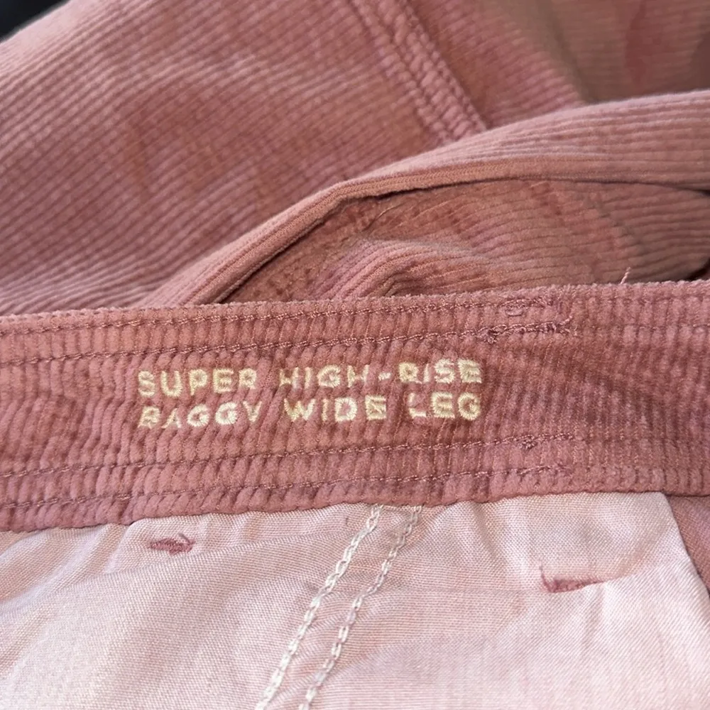 NEW American Eagle Cargo Pants Pink Corduroy Super High Rise Baggy Wide Leg Pant - Image 12