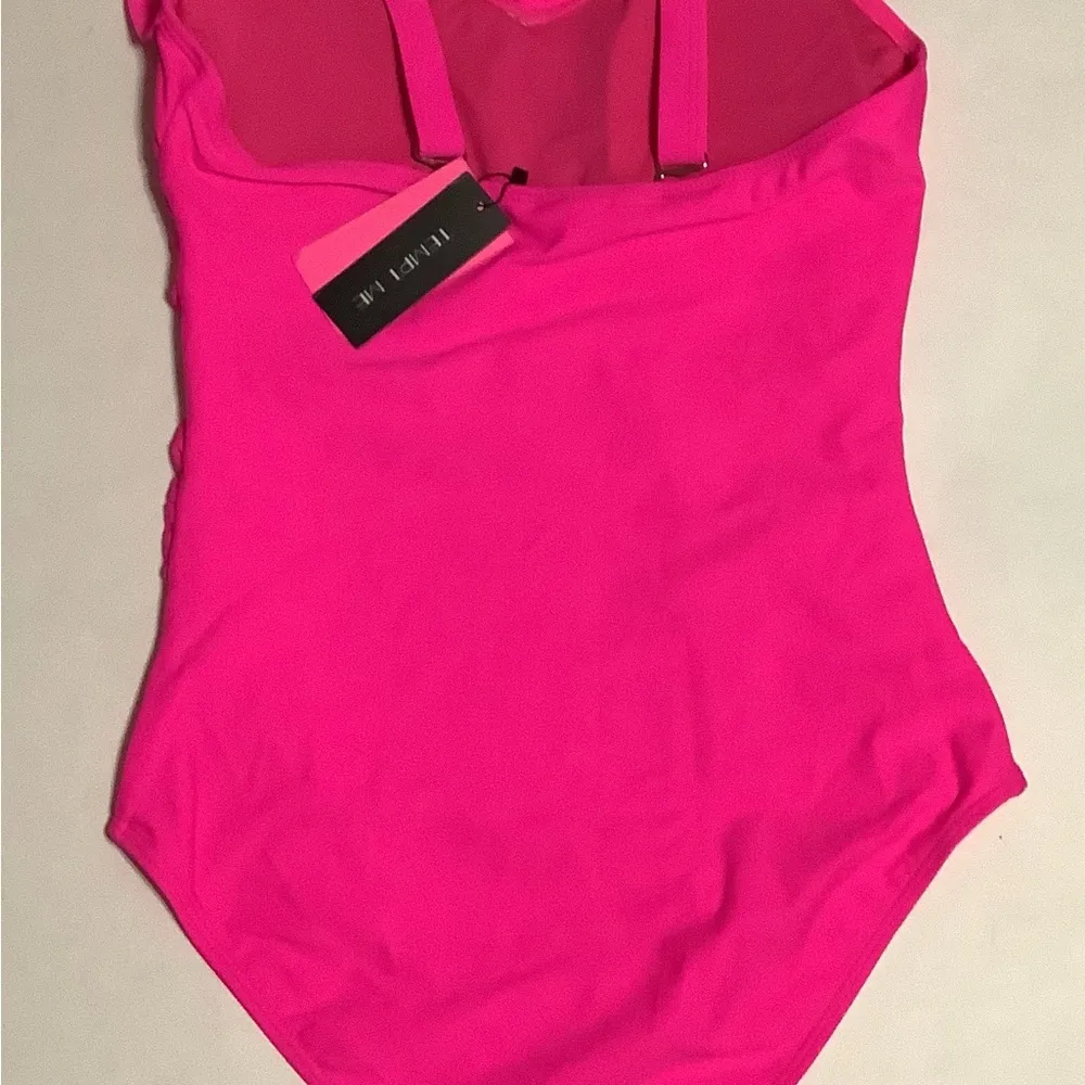 Vibrant Pink Ruffled One Piece Swimsuit with Deep V - Image 6