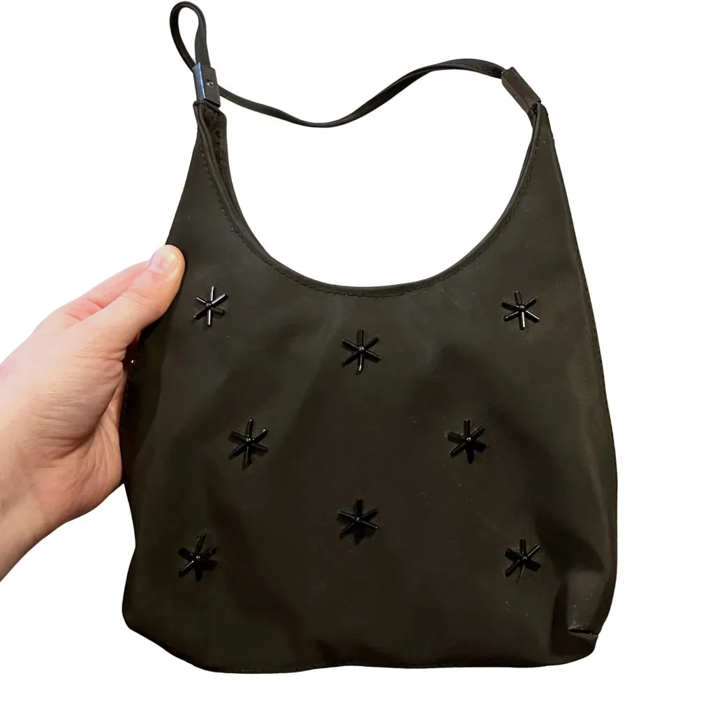 Vintage 90s Y2K Black Beaded Whimsigoth Starburst Shoulder Bag & Pouch Going Out - Image 3