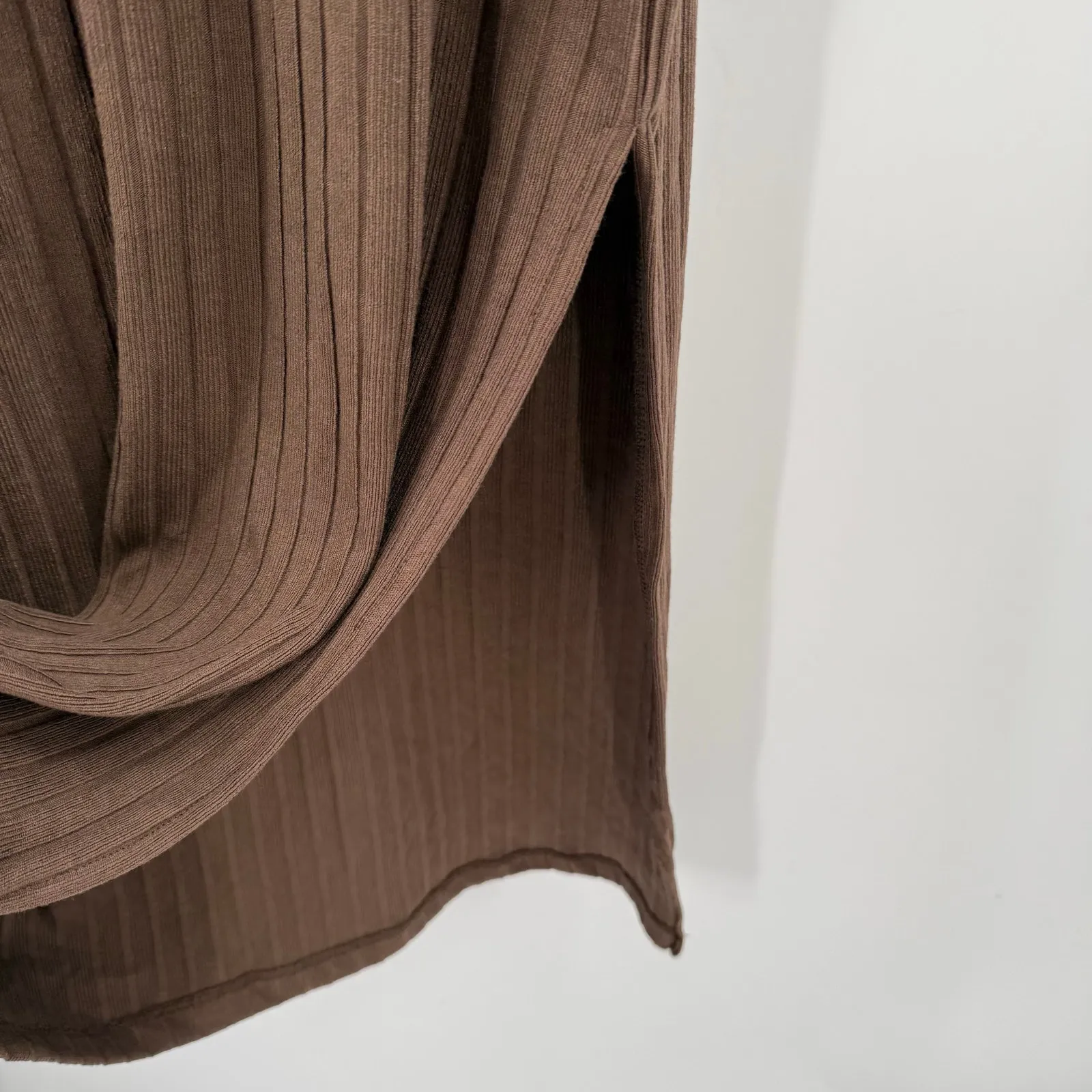 Z Supply Dress Women’s Size Large Raewyn Ribbed Chocolate Brown Midi Bodycon NWT - Image 14