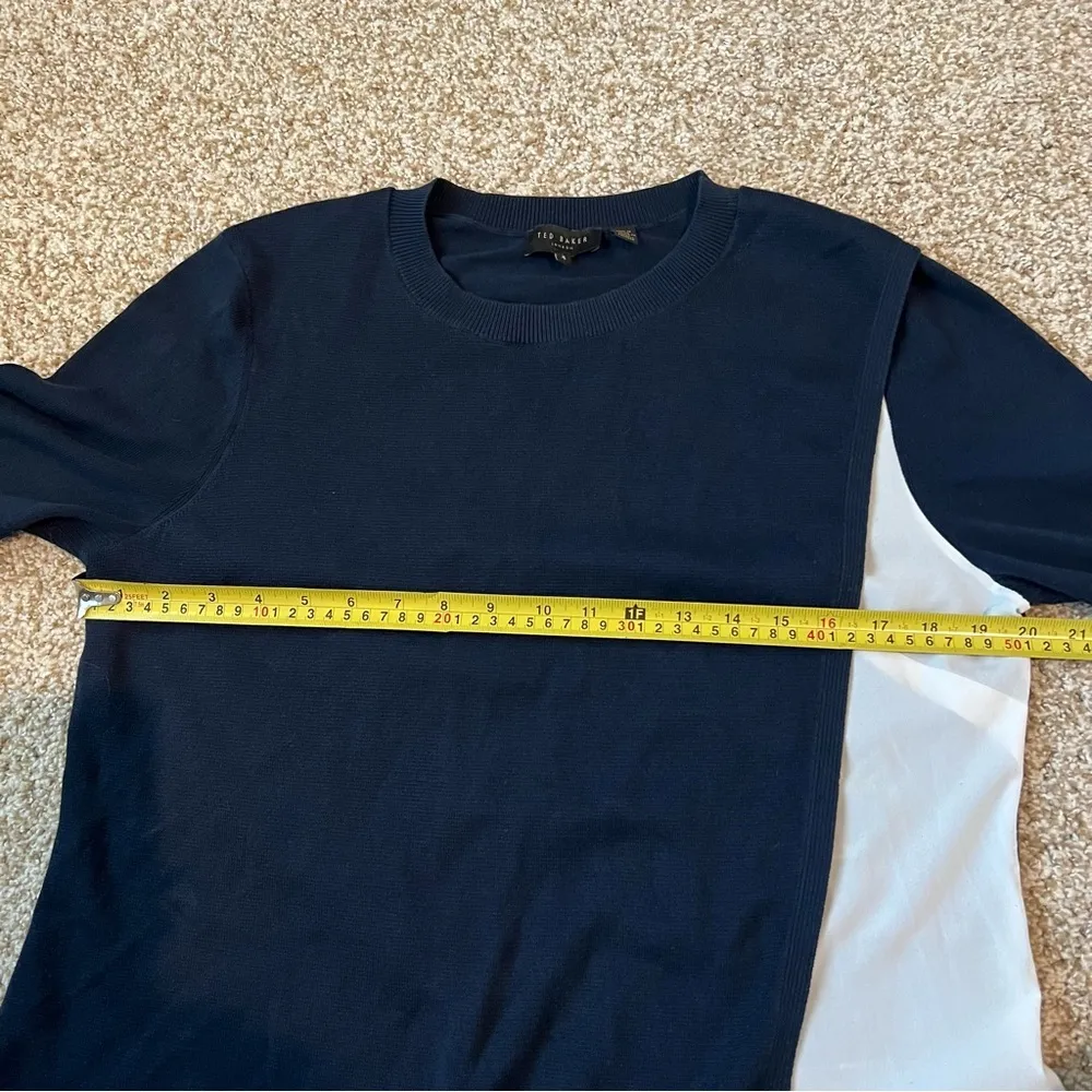 Ted Baker  Navy Split Layer Sweater Blouse Size 4/US 10 - Image 9