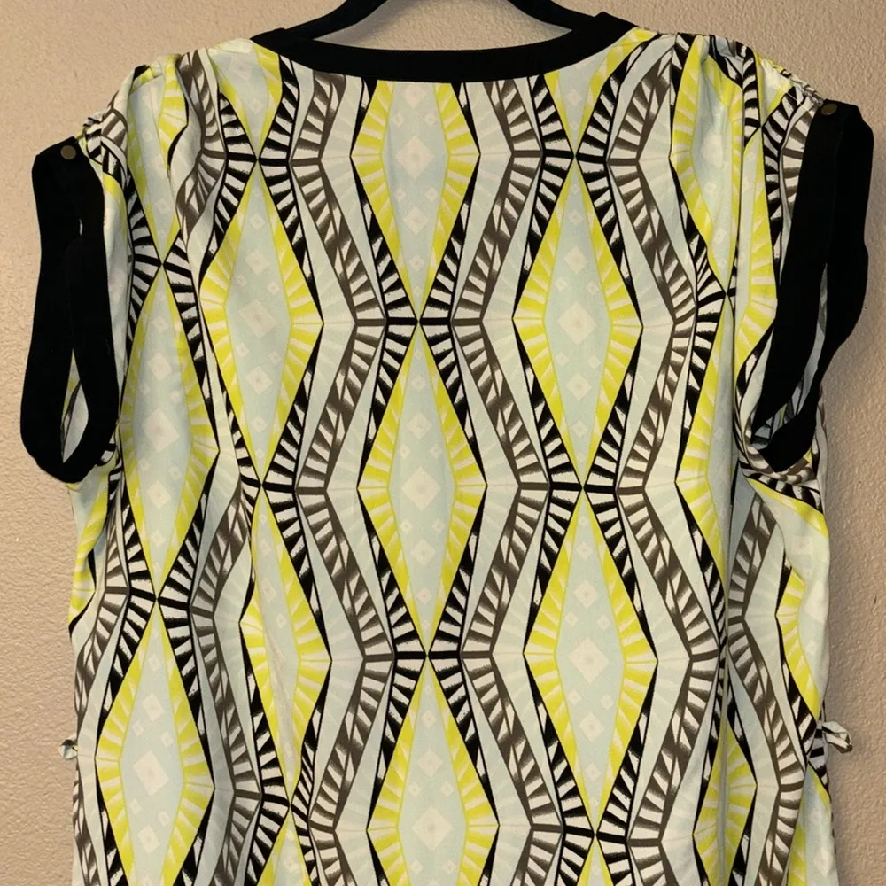 Love 21 Forever Geometric Print Tunic Mini Dress Size Large Black Green Blue - Image 9