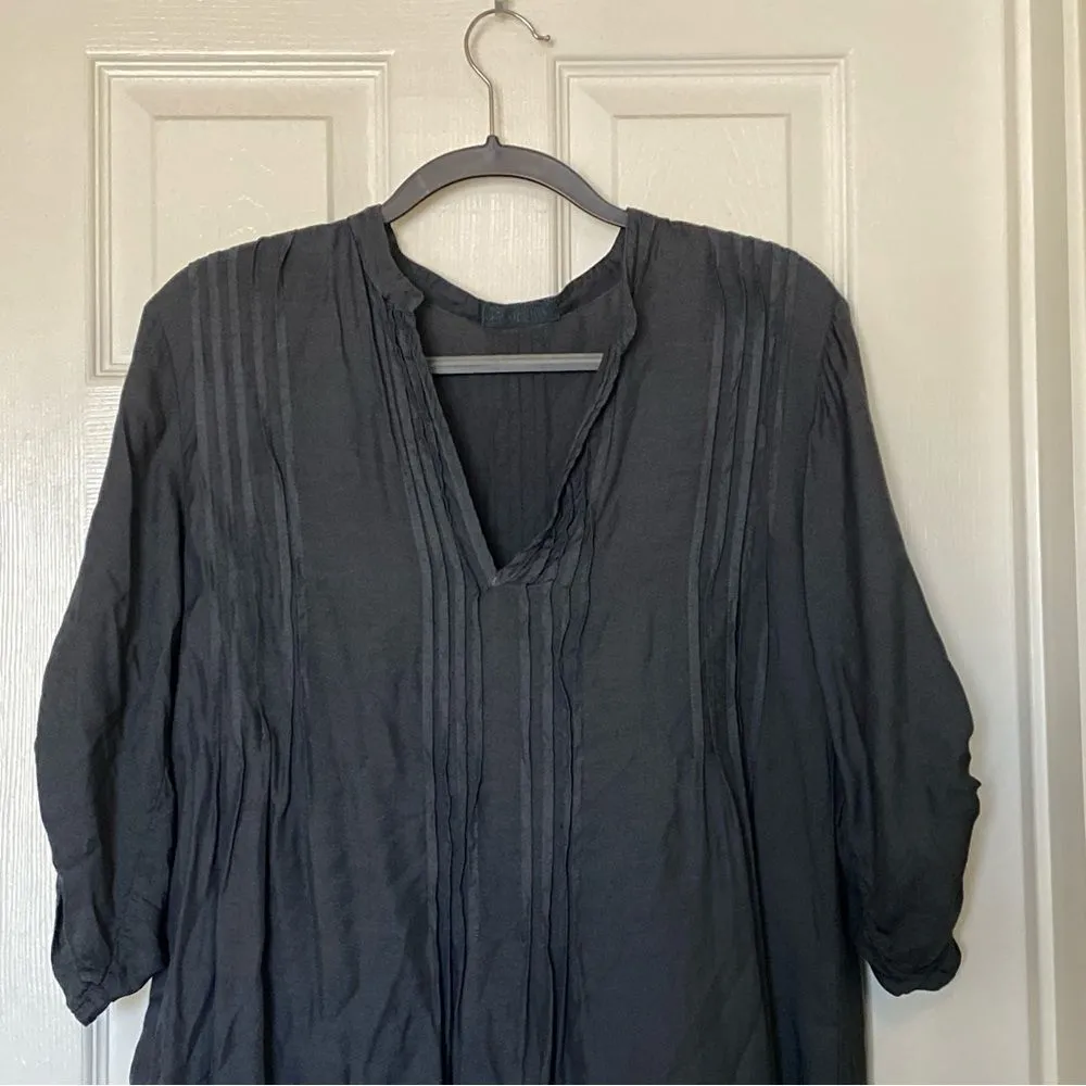 CP SHADES Gray Pintucked Pleated Roll Tab Sleeves Tunic Dress Size XS - Image 3