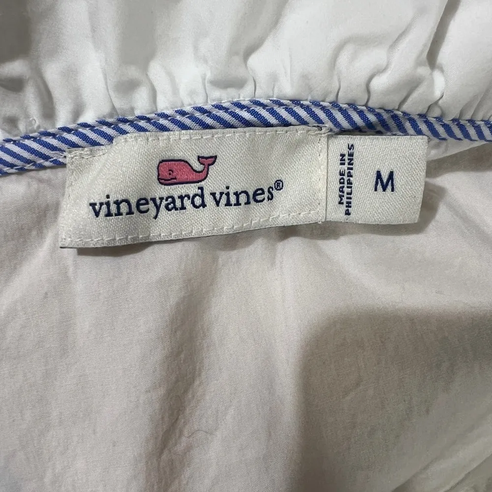 Vineyard Vines Cotton Blend White Ruffled Collar Blouse - sz M - Image 6