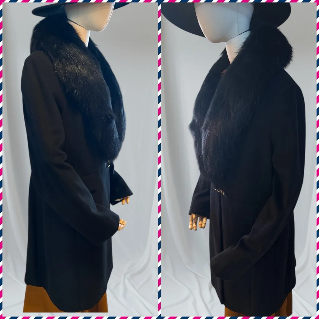 Ivanka Trump Single Breasted Wool Cashmere Coat Removable Faux Fur Collar sz 16 - Image 8