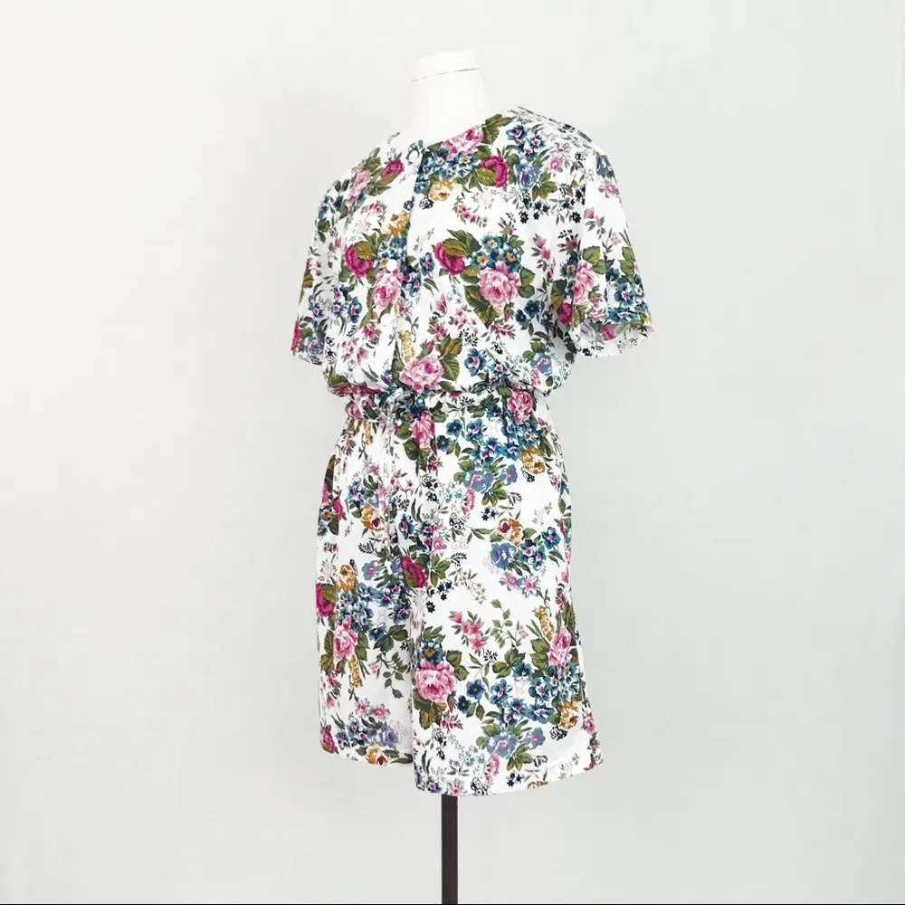 Vintage Floral Romper in White | Size M Size M - Image 3