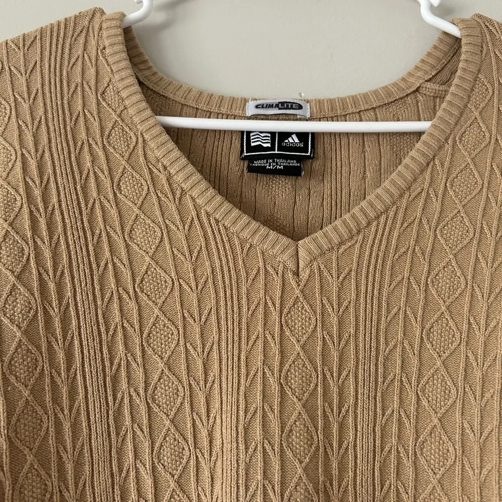 Rare Vintage Adidas Brown V-Neck Sweater Size Medium - Image 5