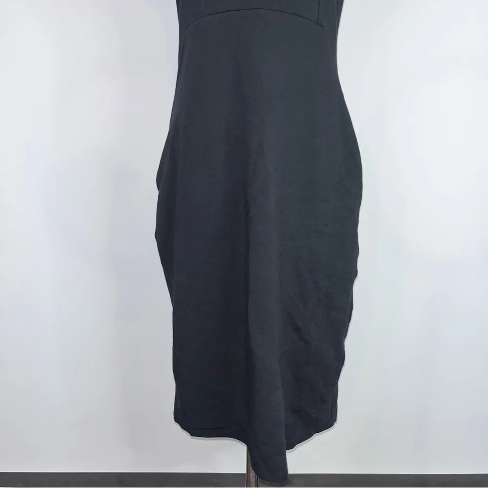 ROLLA COSTER Solid Black Sleeveless Bodycon Fitted Black Dress Large LBD - Image 3