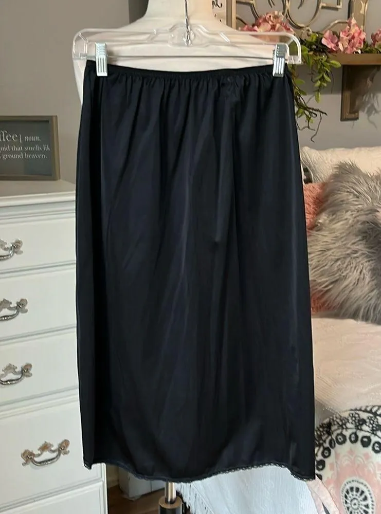 Vintage Vanity Fair Slip Half Black Slit Womens 28 inch Medium  40 - Image 3