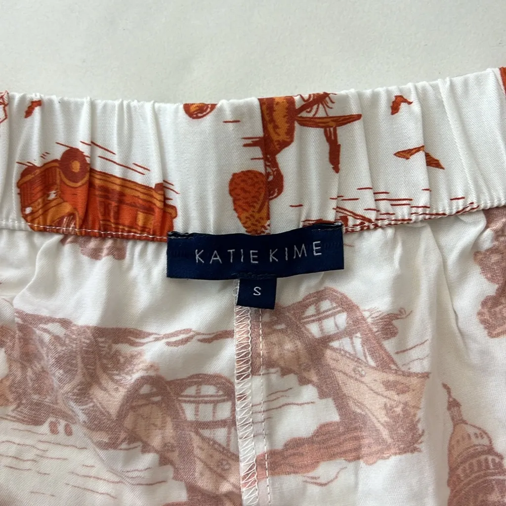 Katie Kime Austin Toile Pajama Shorts in Burnt Orange White Size Small - Image 7