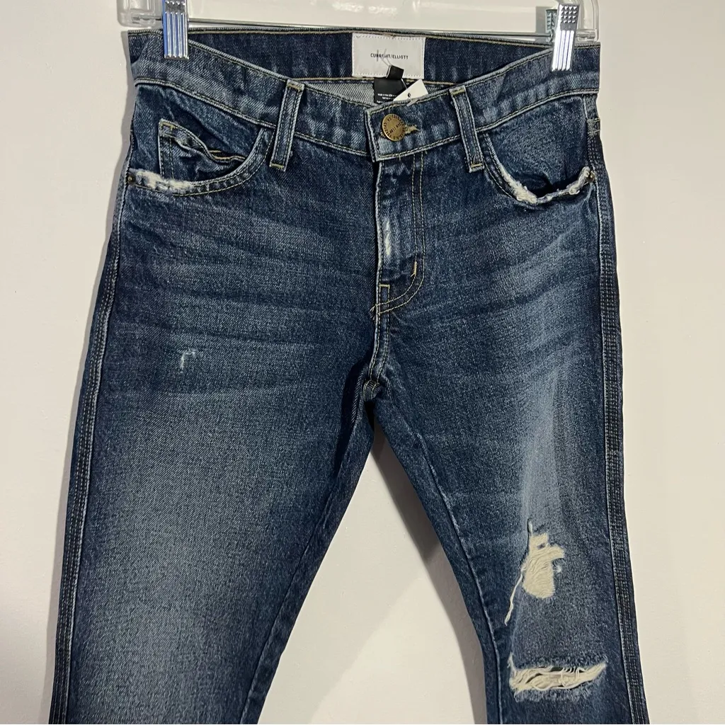 Current Elliot NWT Cropped Straight Denim Further Destroy‎ W/ Hacked Hem Size 24 - Image 10