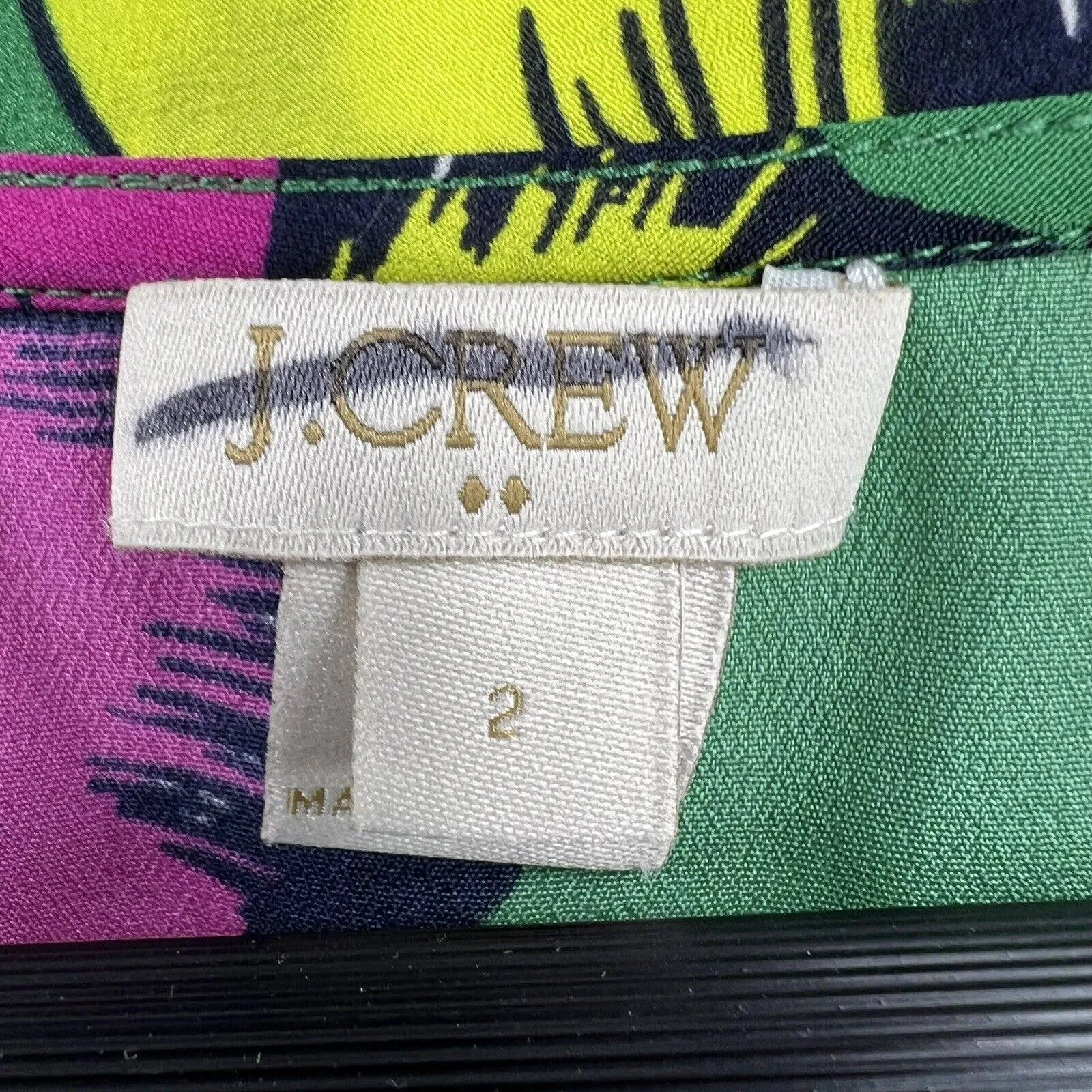 J‎ Crew Green Bright Floral Top Size 2 - Image 4