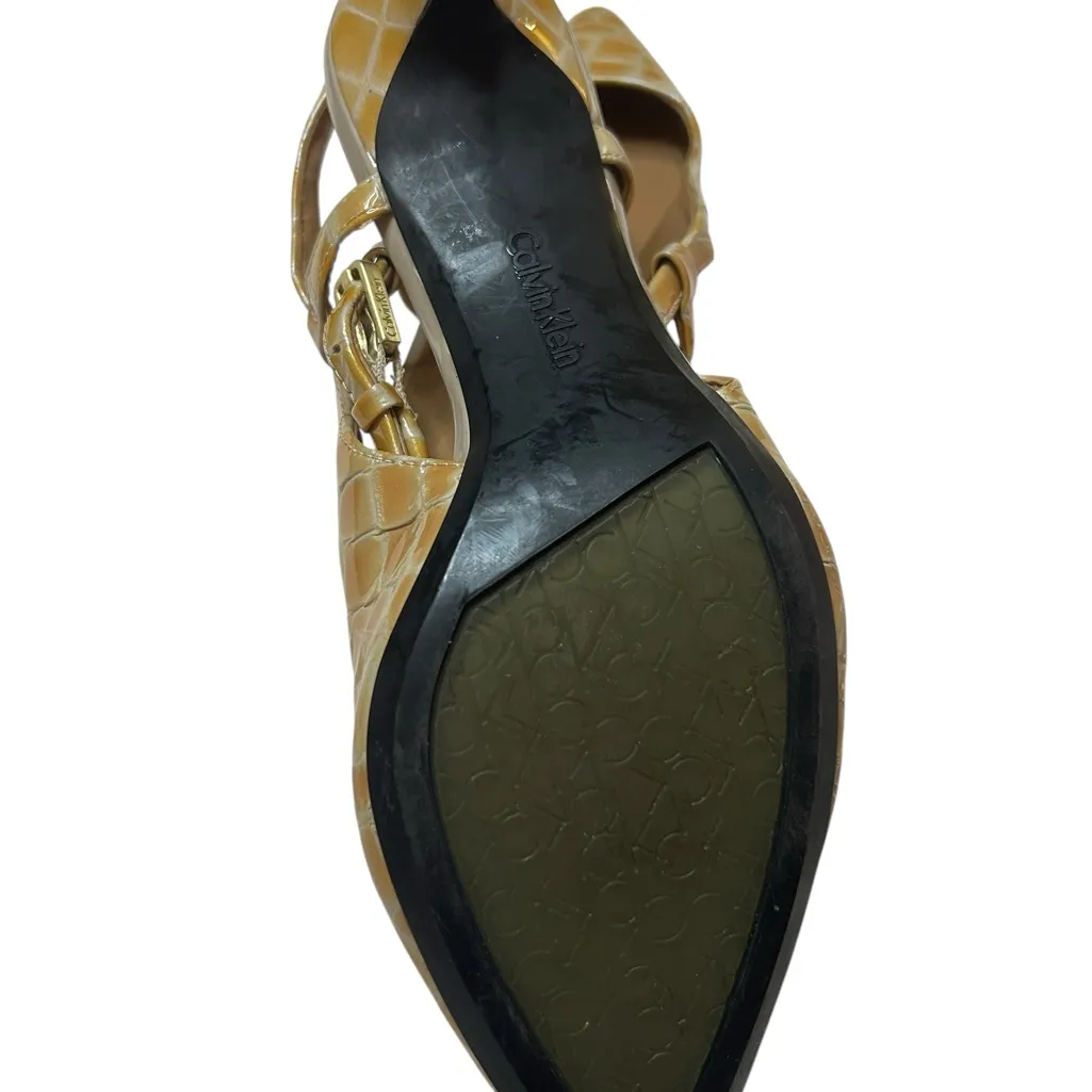 Vintage Calvin Klein Patsi Croc Slingback Low Kitten Heels - Image 9