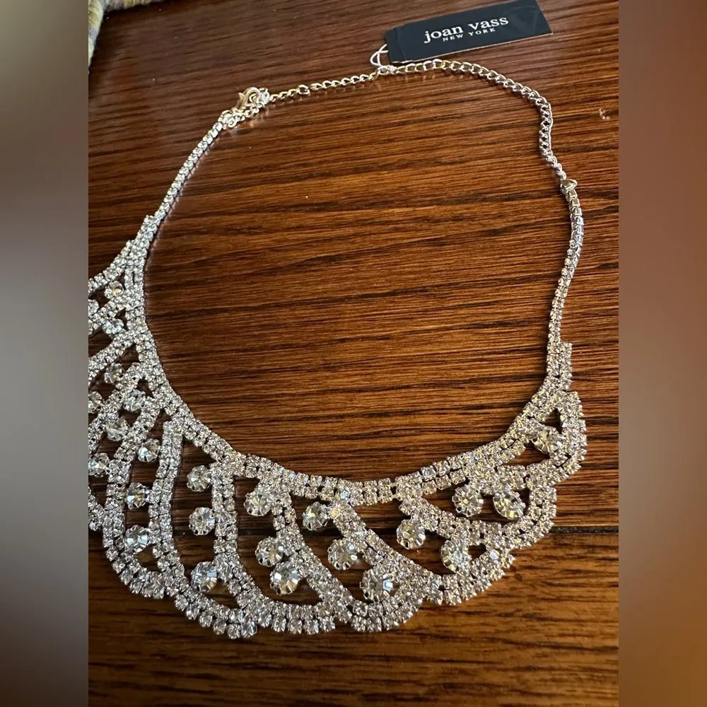 Joan vass New York 925 sterling silver paved diamonds necklace 16+2” inches - Image 2