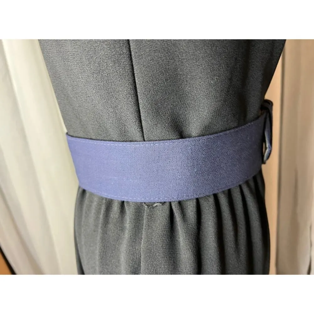 belt wide navy cloth covered 1980s Blue - Image 8