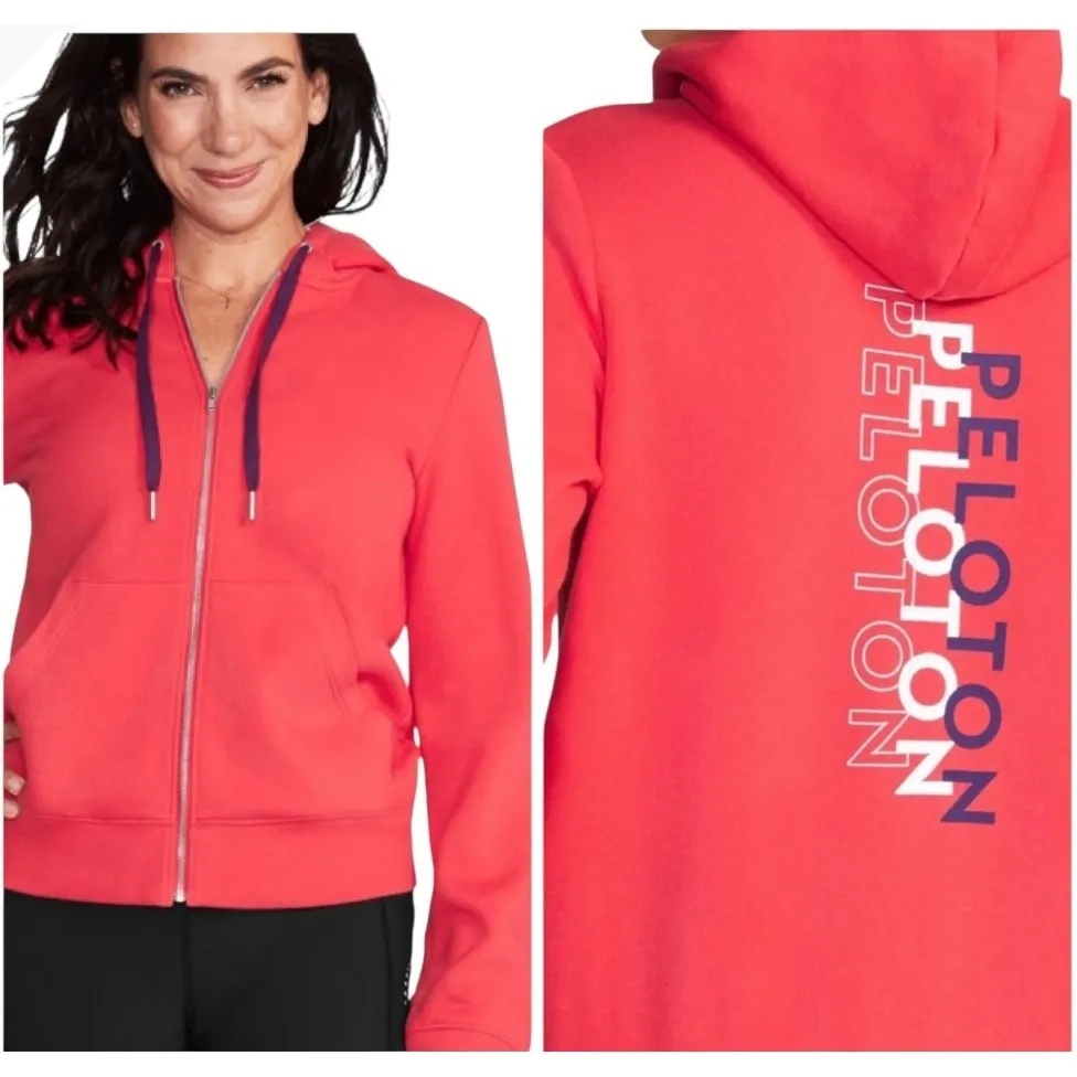 Peloton Jacket‎ Women XL Red Full Zip Hoodie Sweatshirt Logo Graphic Athletic - Image 2