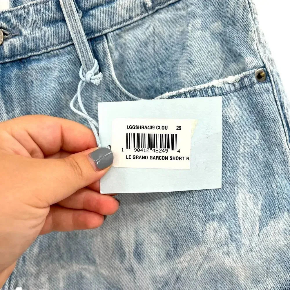 FRAME Le Grand Garcon High Waist Cutoff Denim‎ Shorts In Cloud Wash Size 29 - Image 13