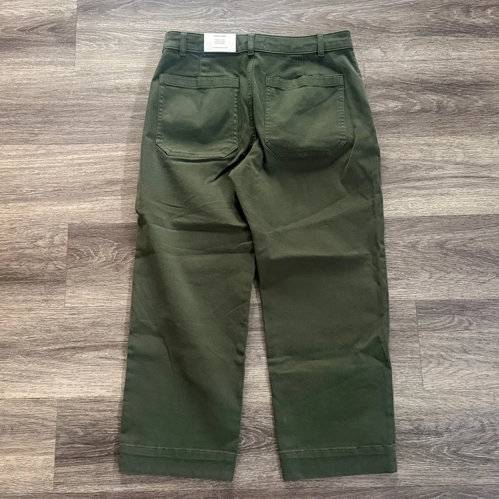 Everlane Straight Leg Pants in Olive Utility Cropped Organic Cotton Blend 12R - Image 3
